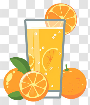 Orange Juice - Refreshing Glass Of Orange Juice With Fruits Transparent PNG