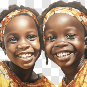 African Child - Smiling Twin Children Transparent PNG