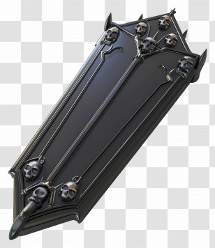 Coffin - Black Gothic Coffin With Skulls Transparent PNG