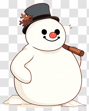 Frosty The Snowman - Cartoon Snowman With Hat And Red Nose Transparent PNG