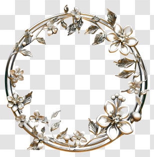 Photo Frame - Beautiful Metallic Floral Frame Transparent PNG