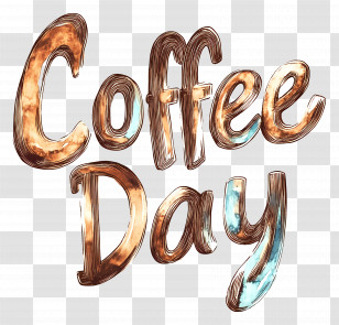 Coffee Day - Stylized Coffee Day Text Illustration Transparent PNG