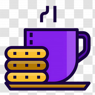Hot Chocolate And Cookies - Purple Cup Of Beverage With Biscuits Transparent PNG