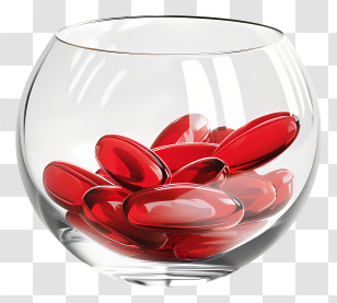 Medicine Tablet - Red Capsules In Glass Bowl Transparent PNG
