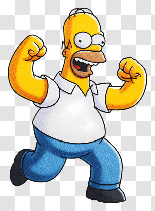 Homer Simpson - Cartoon Character With Fists Raised Transparent PNG
