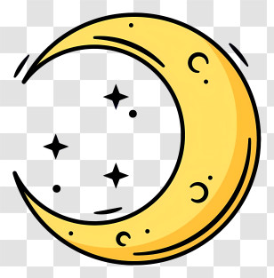 Simple Moon - Crescent Moon And Stars Design Transparent PNG
