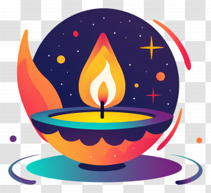 Diya Oil Lamp - Glowing Diya Lamp For Diwali Celebration Transparent PNG