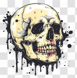 Spooky Skull - Artistic Human Skull Illustration Transparent PNG