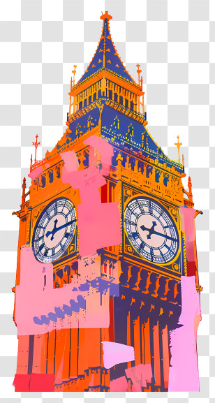Big Ben - Colorful Big Ben Illustration Transparent PNG