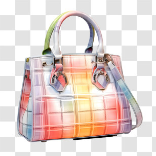 Handbag Day - Colorful Plaid Handbag With Stylish Design Transparent PNG