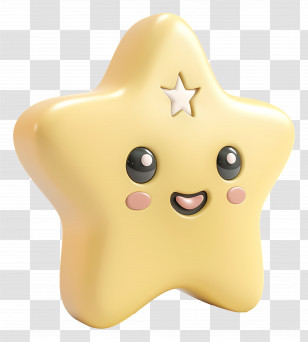 3d Star - Yellow Cute Smiling Star Cartoon Illustration Transparent PNG