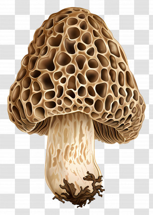 Morel Mushroom - Morel Mushroom Illustration With Detailed Texture Transparent PNG