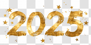 2025 Gold - Golden Sparkling 2025 Typography Transparent PNG
