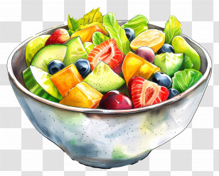 Waldorf Salad - Colorful Fruit Salad Bowl With Fresh Ingredients Transparent PNG