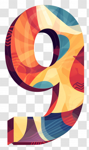 Number 9 - Colorful Number Nine Design Transparent PNG