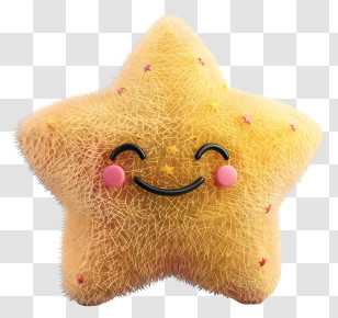 3d Cartoon Fuzzy - Yellow Smiling Cartoon Star Transparent PNG