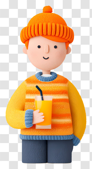 Child Drinking Orange Juice - Boy With Orange Juice Transparent PNG