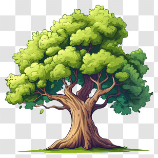 Tree - Cartoon Tree Illustration With Lush Green Foliage Transparent PNG