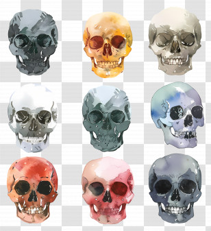 Skulls - Watercolor Human Skull Art Collection Transparent PNG
