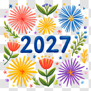 2027 With Fireworks - 2027 New Year Celebration Design Transparent PNG