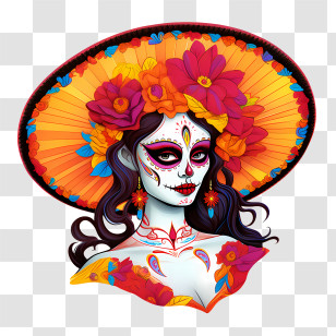 Day Of The Dead
 - Woman With Sugar Skull Makeup For Day Of The Dead Transparent PNG