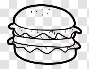 Hamburger Junk Food Fast Cheeseburger French Fries - Black And White Transparent PNG