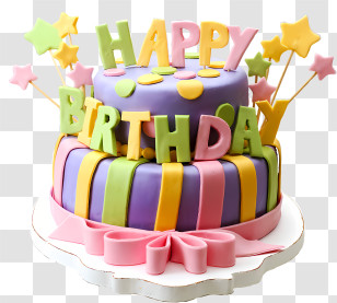 Birthday - Colorful Birthday Cake With Festive Decorations Transparent PNG