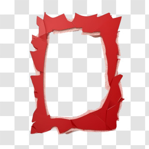 Torn Paper - Bright Red Torn Paper Frame Design Transparent PNG