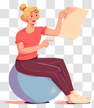 Sitting Girl - Woman Reading On Exercise Ball Transparent PNG