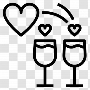 Wine Glasses - Wine Glasses And Heart Icon For Celebration Transparent PNG