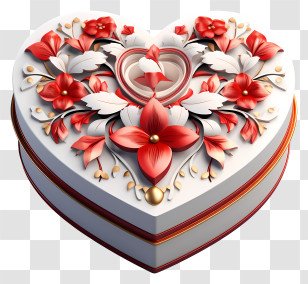 Gift Box - Heart-Shaped Floral Gift Box Design Transparent PNG