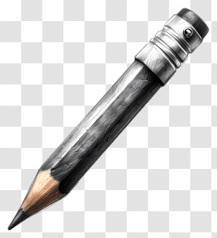 Pencil - Realistic Metallic Pencil With Eraser Design Transparent PNG