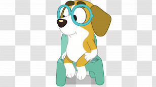 Bluey - Cartoon Dog With Blue Glasses Transparent PNG