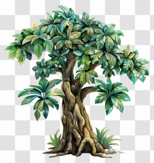 Jungle Tree - Beautiful Green Tree Illustration Transparent PNG