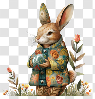 Easter Bunny - Cute Rabbit Holding An Easter Egg Transparent PNG