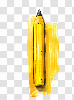 Pencil - Yellow Pencil Illustration With Artistic Stroke Transparent PNG