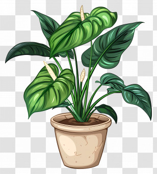 Monstera Leaf - Potted Green Plant With Lush Leaves Transparent PNG