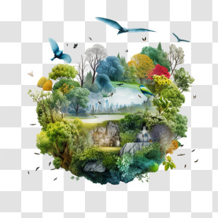 World Nature Conservation Day - Globe Of Nature With Birds And Trees Transparent PNG