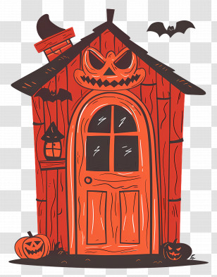 Spooky Halloween Door - Spooky Halloween House Transparent PNG