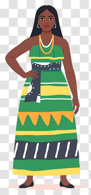 South Africa People - Colorful Striped Skirt Dress Transparent PNG