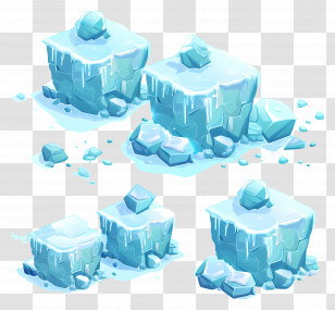 Isometric Ice - Frozen Ice Blocks Transparent PNG