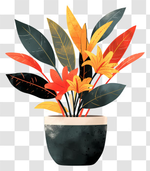 Modern Flower Pot - Colorful Potted Plant Illustration Transparent PNG