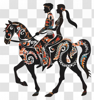 Couple Riding - Artistic Horse Riders Transparent PNG