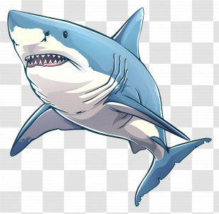 Bull Shark - Cartoon Shark Swimming In Water Transparent PNG