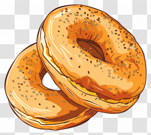 Bagel - Illustration Of A Pair Of Bagels Transparent PNG