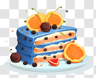 Blue Cake - Fruit Layer Cake With Citrus And Berries Transparent PNG