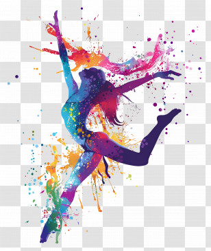 Dancer - Colorful Dancer Silhouette In Artistic Splash Transparent PNG