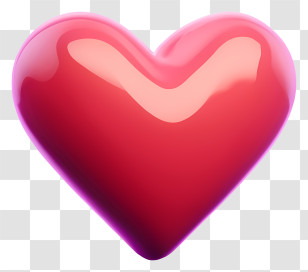 Cartoon - Shiny 3D Red Heart Design Transparent PNG