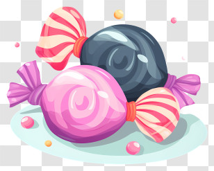 Black And Pink Lollipop - Colorful Wrapped Candies Illustration Transparent PNG