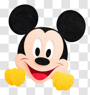 Mickey Mouse Peeking Out - Iconic Cartoon Mouse With Big Ears Transparent PNG